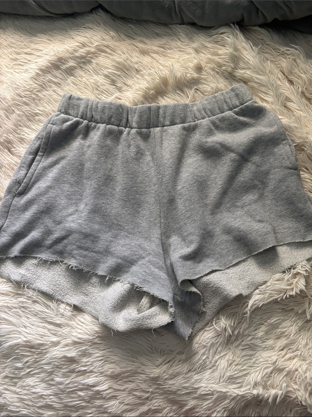 Brandy Melville Light Gray Raw-Hem Sweat Shorts